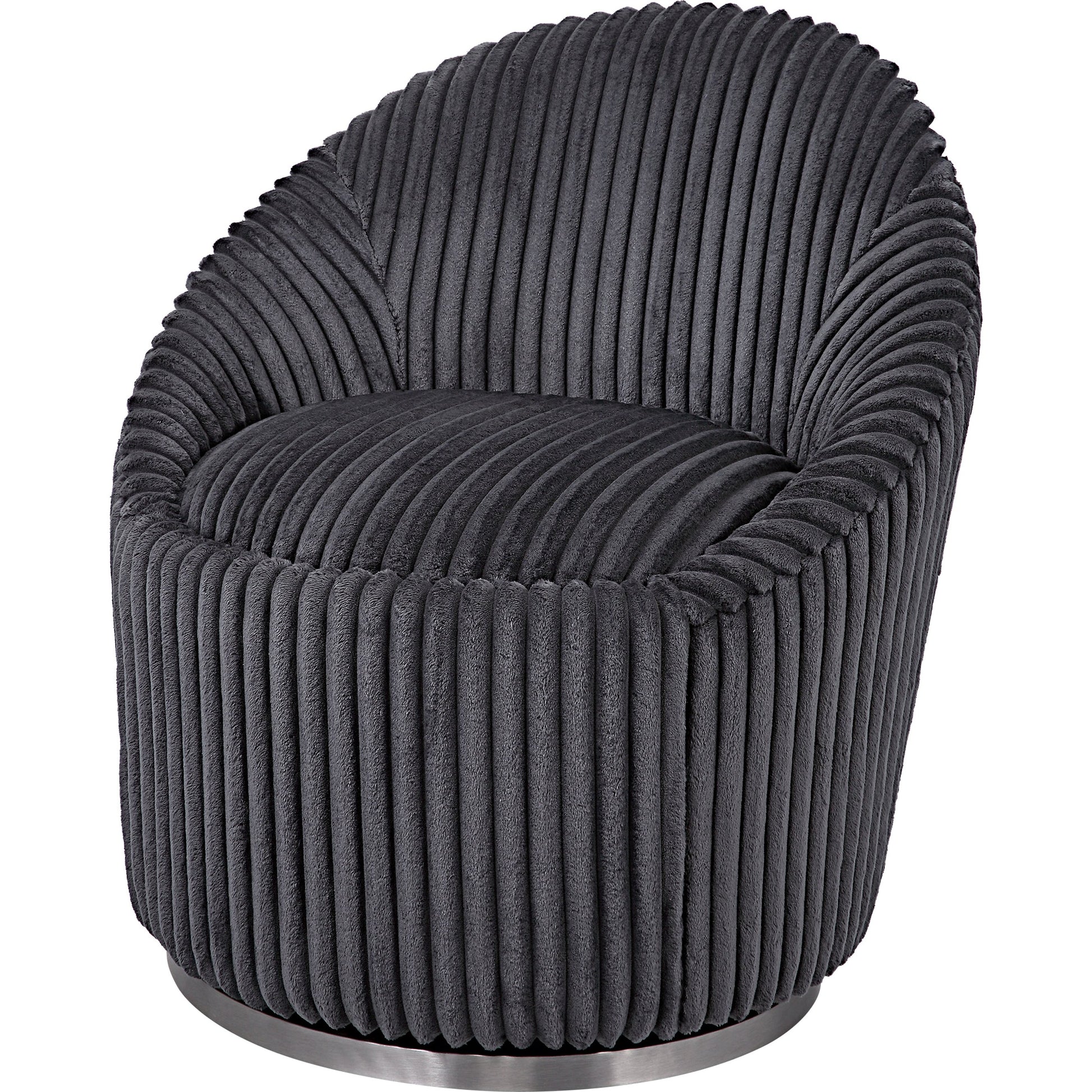 Crue Swivel Chair by Uttermost. Made from plywood, hardwood, fabric, foam, stainless steel in a modern style.