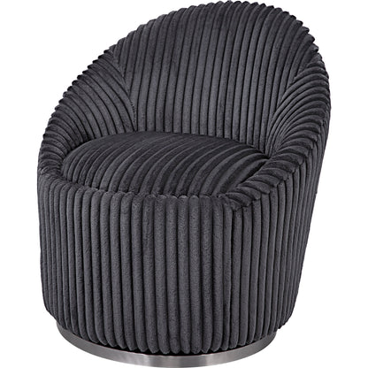 Crue Swivel Chair by Uttermost. Made from plywood, hardwood, fabric, foam, stainless steel in a modern style.