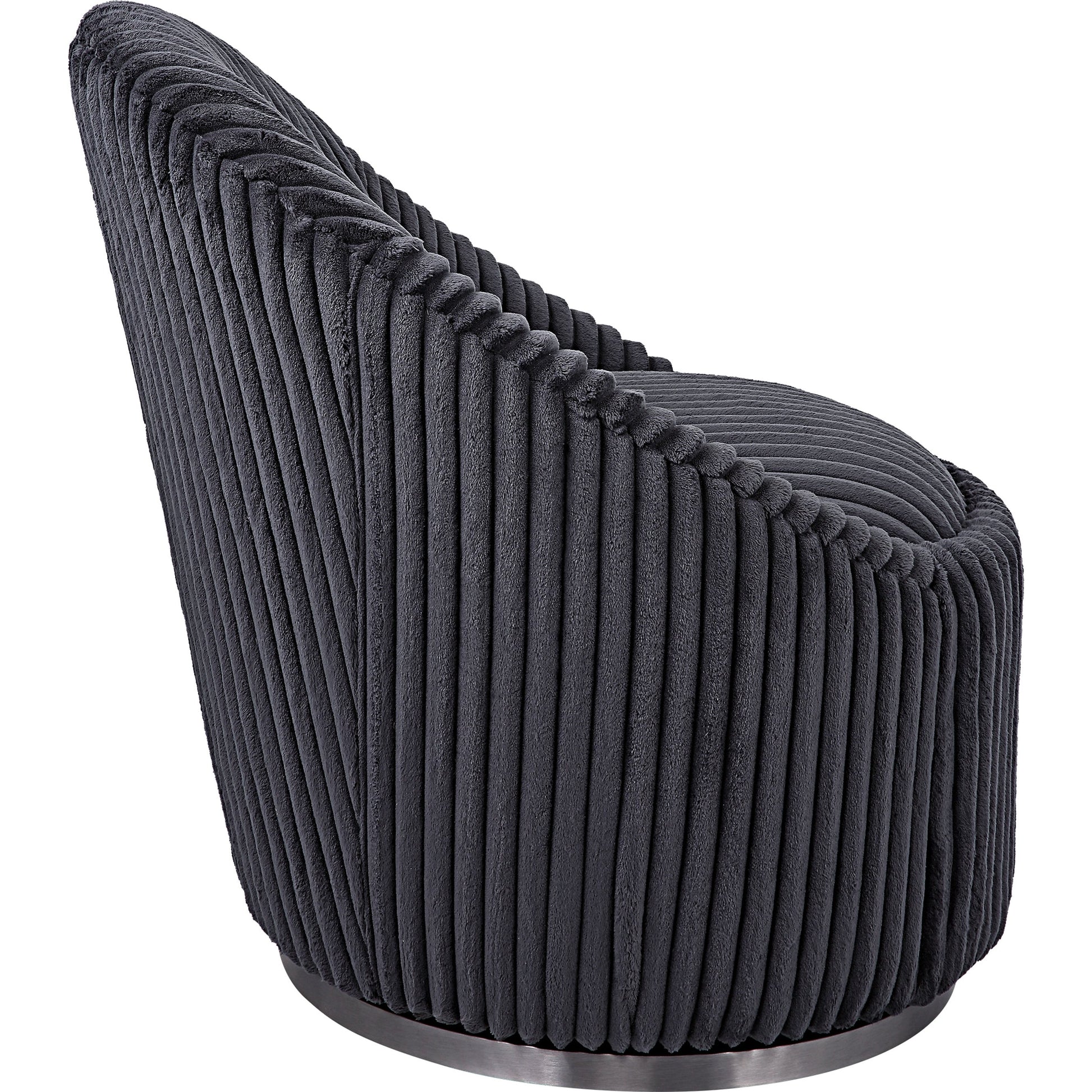 Crue Swivel Chair by Uttermost. Made from plywood, hardwood, fabric, foam, stainless steel in a modern style.