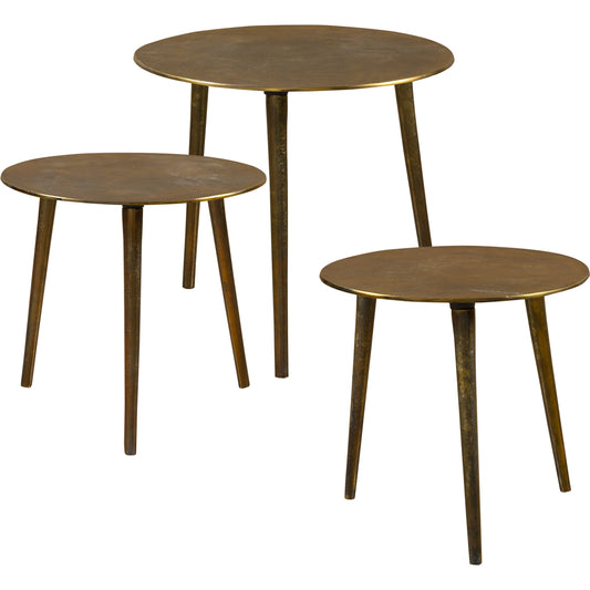 Kasai Coffee Tables (Set of 3) by Uttermost in oxidized antique gold. Made from aluminum in a eclectic & global style.