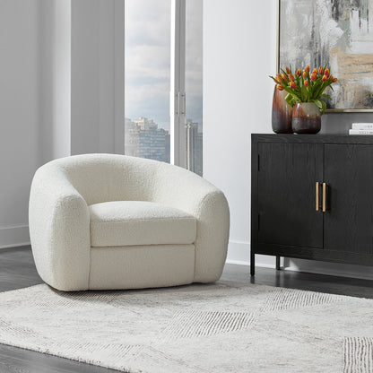 Capra Swivel Chair by Uttermost in multi. Made from fabric, foam, plywood, stainless steel in a modern style.