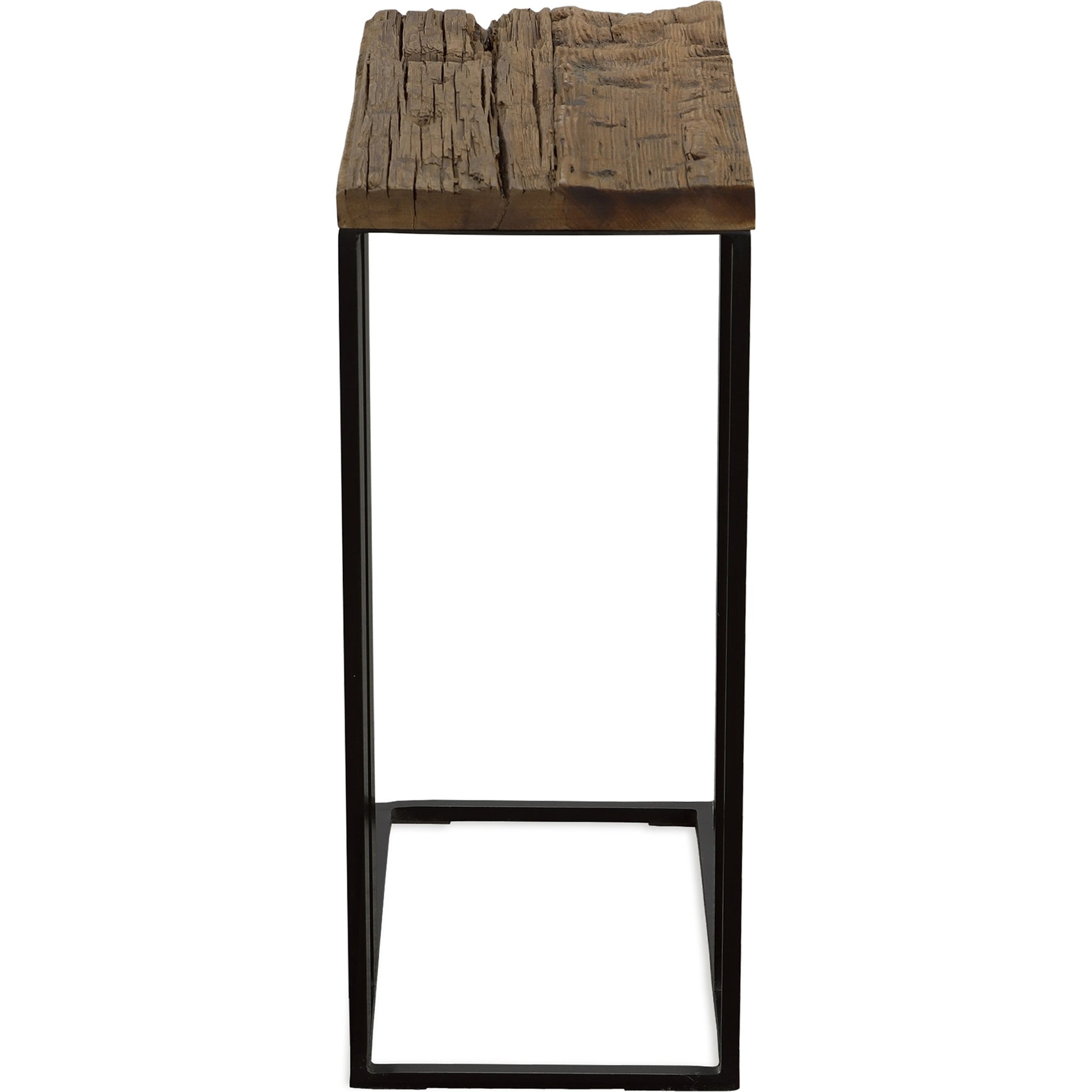 Union Accent Table by Uttermost in rustic brown. Made from wood, iron in a modern style.