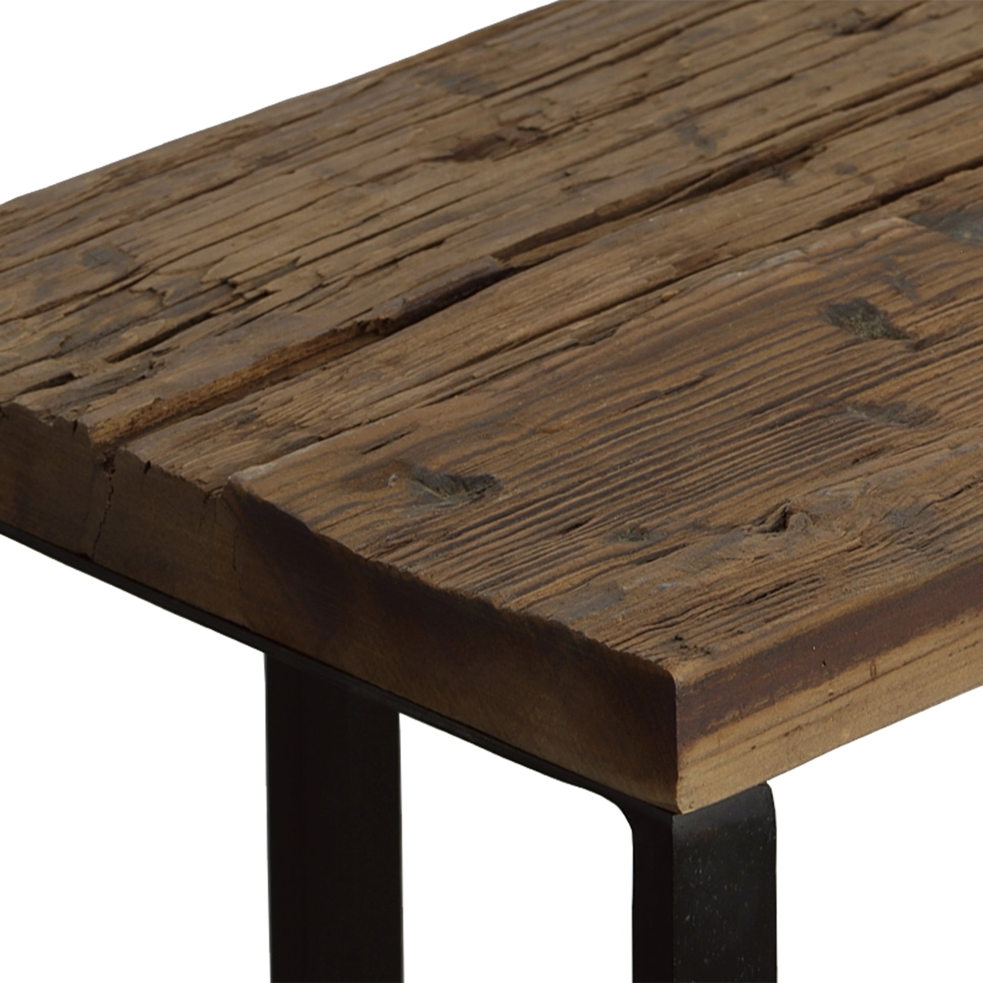 Union Accent Table by Uttermost in rustic brown. Made from wood, iron in a modern style.