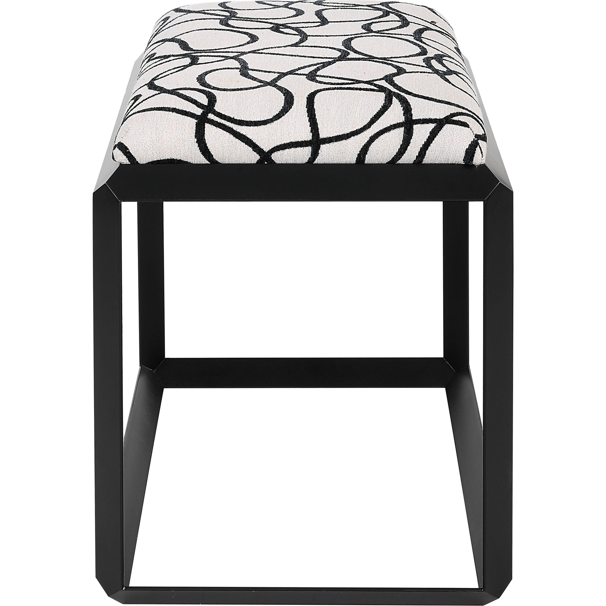 Curls Bench by Uttermost in stone gray and satin black. Made from iron, mdf, polyester, foam in a modern style.