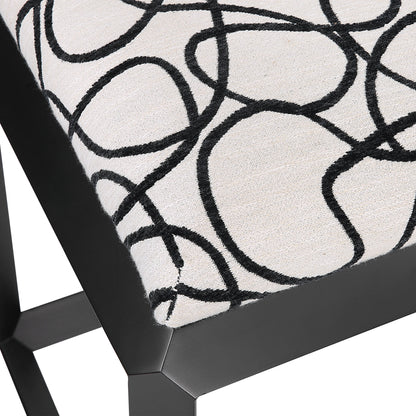 Curls Bench by Uttermost in stone gray and satin black. Made from iron, mdf, polyester, foam in a modern style.