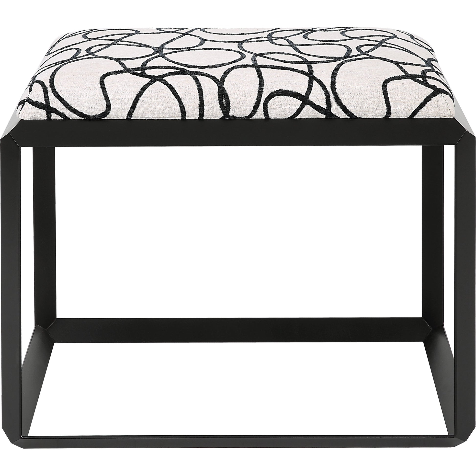 Curls Bench by Uttermost in stone gray and satin black. Made from iron, mdf, polyester, foam in a modern style.