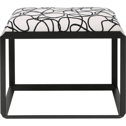 Curls Bench by Uttermost in stone gray and satin black. Made from iron, mdf, polyester, foam in a modern style.
