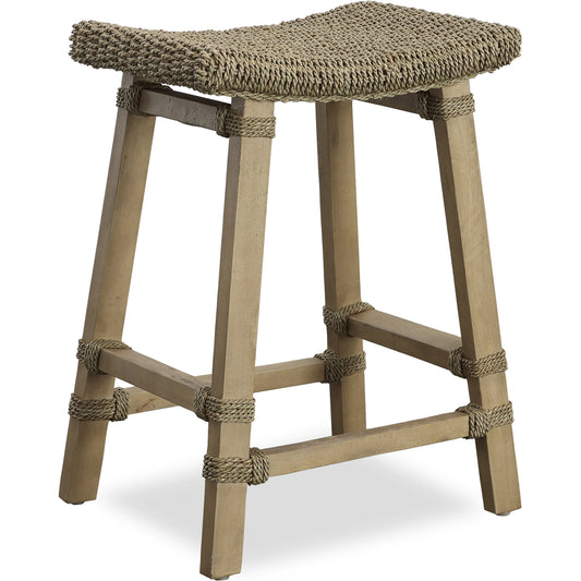 Everglade Counter Stool by Uttermost. Made from wood with seagrass, rattan, strap in a cottage & farmhouse style.
