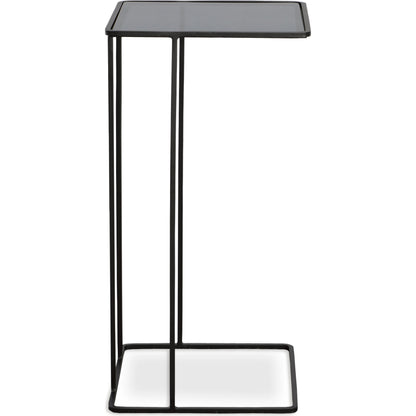 Cadmus Accent Table by Uttermost in black. Made from iron, glass in a modern style.