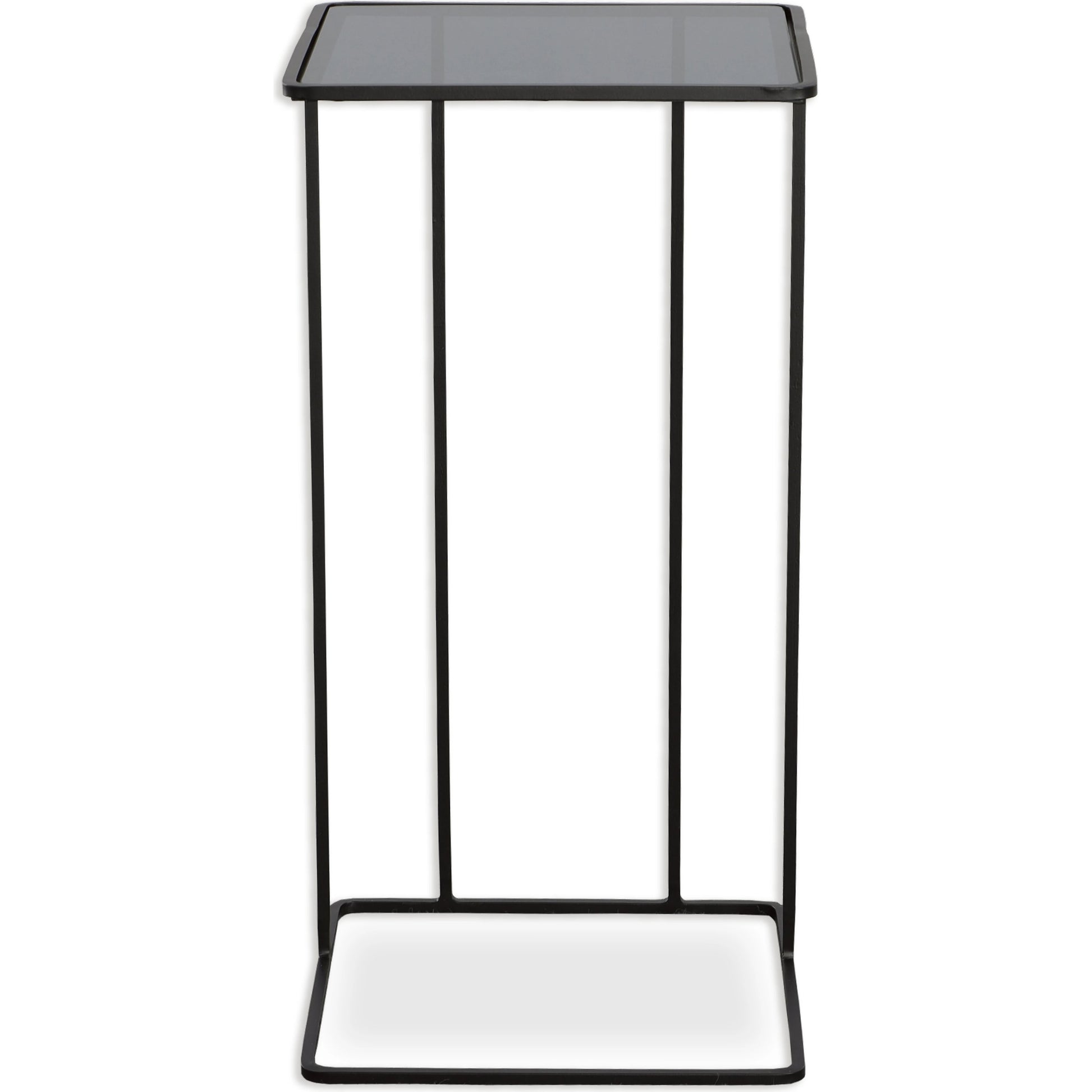 Cadmus Accent Table by Uttermost in black. Made from iron, glass in a modern style.