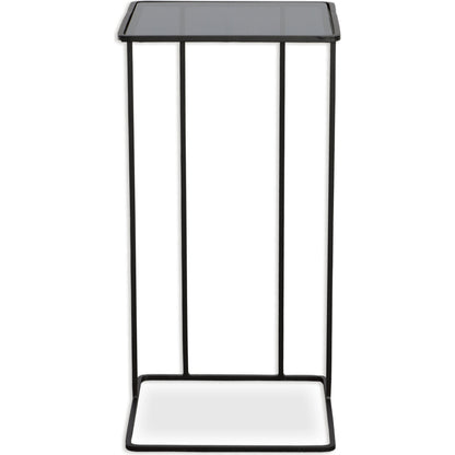 Cadmus Accent Table by Uttermost in black. Made from iron, glass in a modern style.