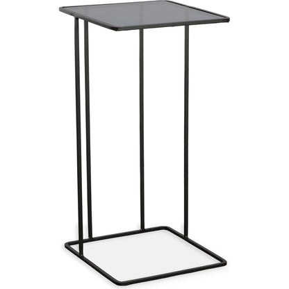 Cadmus Accent Table by Uttermost in black. Made from iron, glass in a modern style.