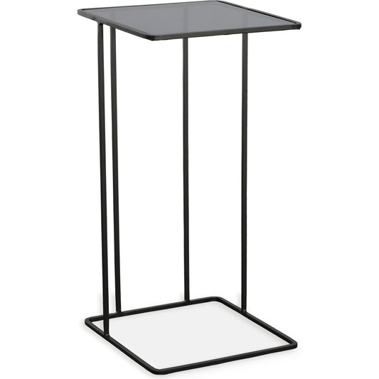 Cadmus Accent Table by Uttermost in black. Made from iron, glass in a modern style.