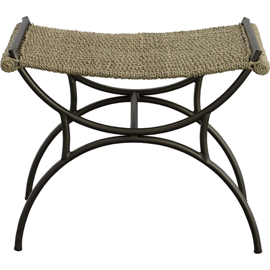 Playa Bench by Uttermost in natural, brushed gunmetal. Made from metal with seagrass in a cottage & farmhouse style.