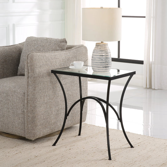 Alayna End Table by Uttermost. Made from metal, tempered glass in a modern style.