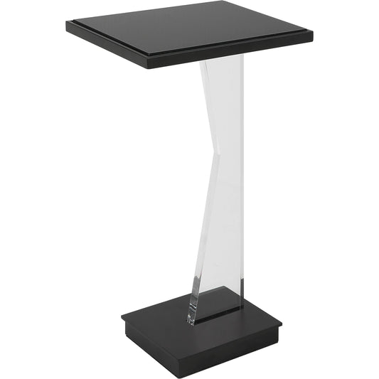 Angle Accent Table by Uttermost in black. Made from metal, mirror, acrylic in a modern style.