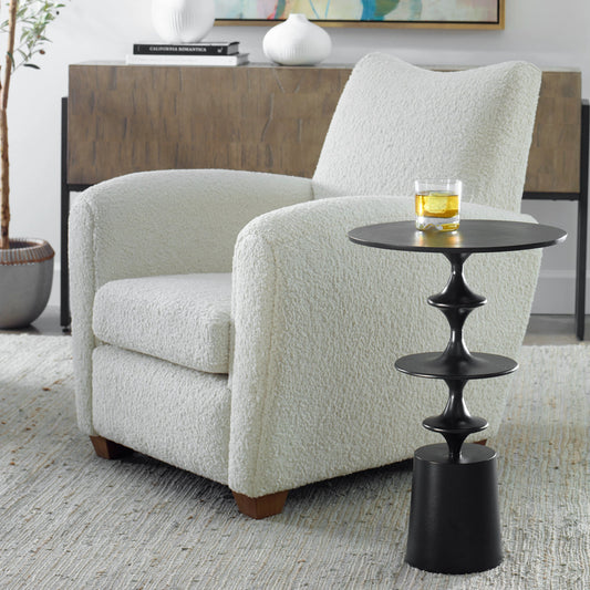 Flight Textured Accent Table by Uttermost in black. Made from aluminum in a modern style.