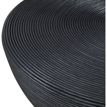 Bongo Coffee Table by Uttermost in black. Made from core with fabric furing in a modern style.