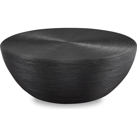 Bongo Coffee Table by Uttermost in black. Made from core with fabric furing in a modern style.
