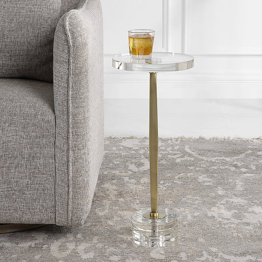 Groove Drink Table by Uttermost in gold. Made from iron, crystal in a modern style.