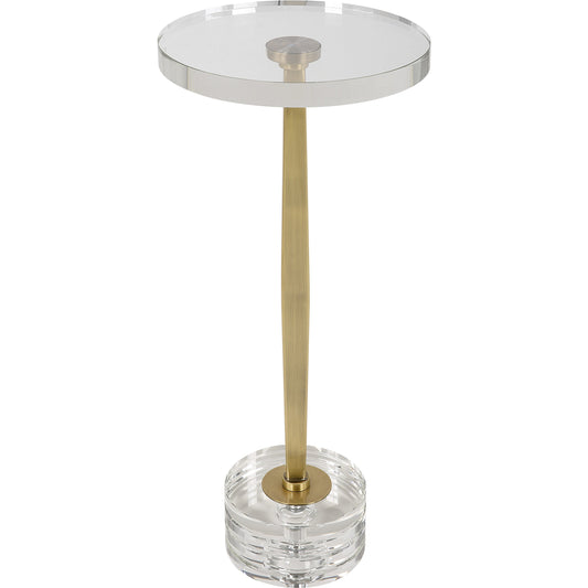 Groove Drink Table by Uttermost in gold. Made from iron, crystal in a modern style.