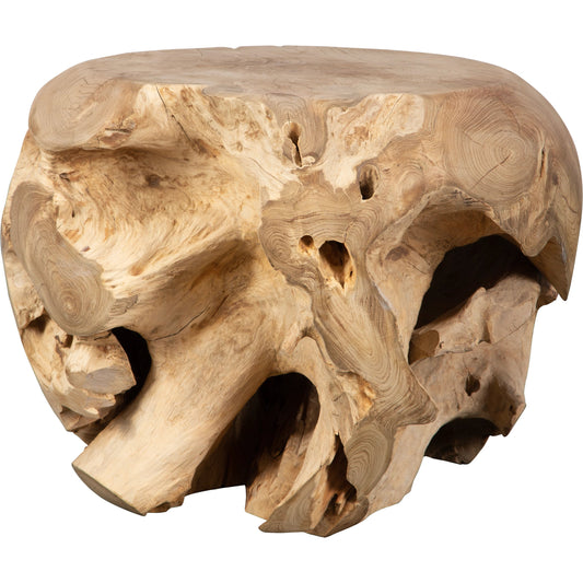 Sola Handcrafted Side Table by Uttermost in teak. Made from teak wood in a rustic style.