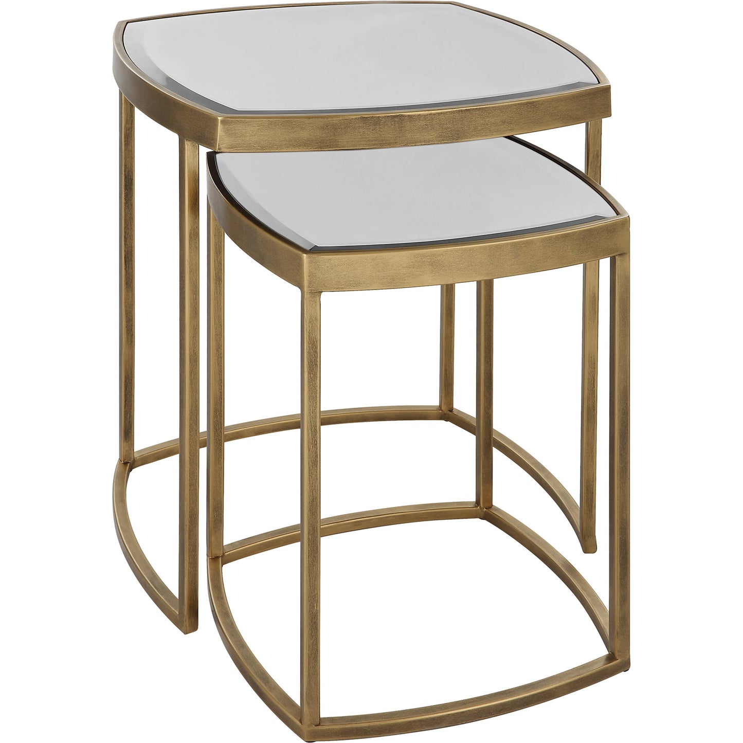 003 SI-2108106 | Additional Silo | Vista Nesting Tables by Uttermost in antique gold. Made from iron, mirror in a modern style.