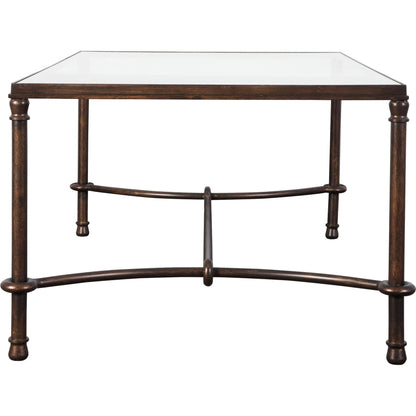 Warring Iron Coffee Table by Uttermost in iron. Made from metal, tempered glass in a cottage & farmhouse style.
