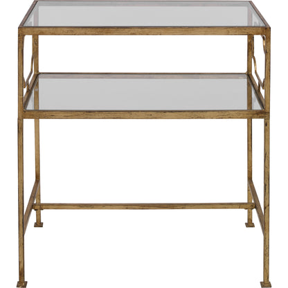 Genell Side Table by Uttermost. Made from metal, tempered glass in a modern style.
