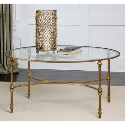 Vitya Glass Coffee Table by Uttermost. Made from metal, tempered glass in a modern style.