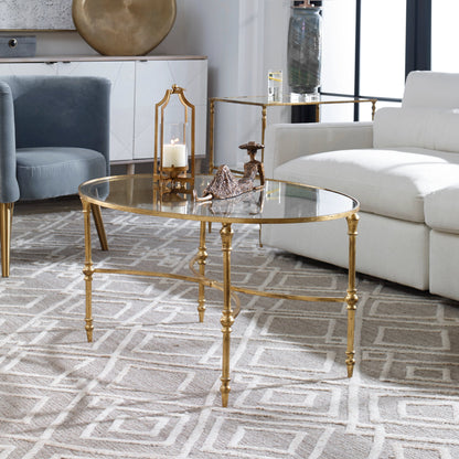 Vitya Glass Coffee Table by Uttermost. Made from metal, tempered glass in a modern style.