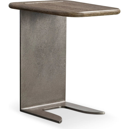 Melba Accent Table by Bernhardt in graphite, puma. Made from wood, metal in a rustic style.