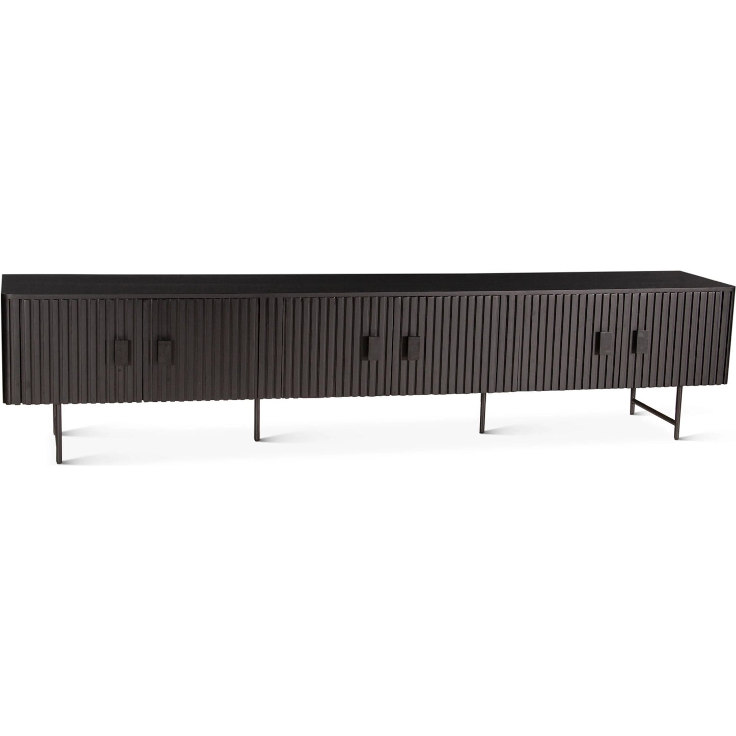 002 SI-2242870 | Unknown | Halden 98" Plasma Cabinet by World Interiors in matte black. Made from mango wood in a unique style.