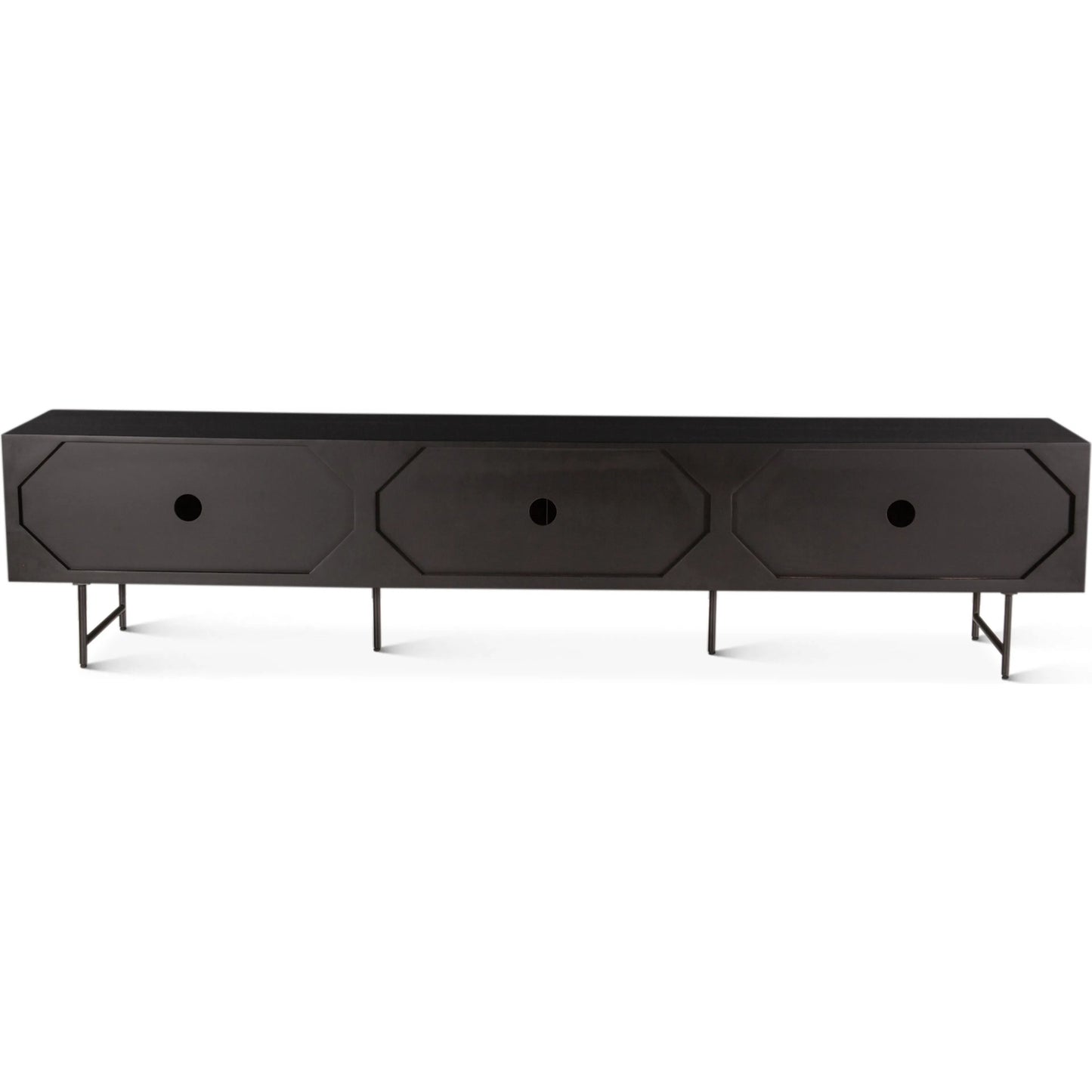 003 SI-2242870 | Unknown | Halden 98" Plasma Cabinet by World Interiors in matte black. Made from mango wood in a unique style.