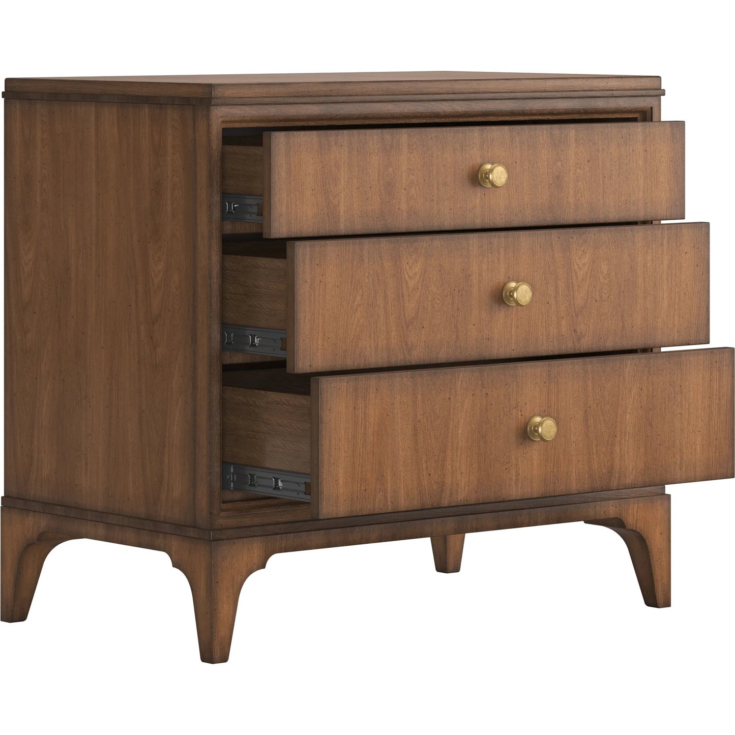 007 SI-2514166 | Additional Silo | Harbor 3 Drawer Nightstand by A.R.T. Furniture in lakeside sepia. Made from rubber wood solid, prima vera quarter cut, light figure veneer in a traditional style.