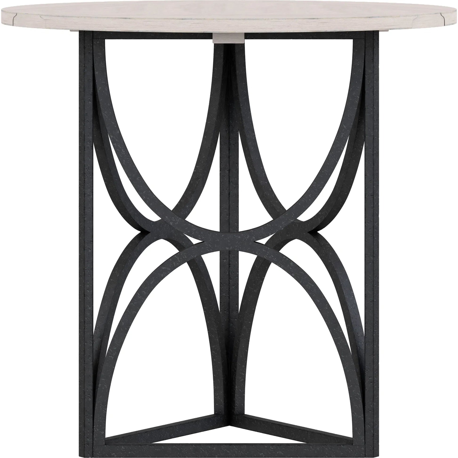 Alcove Chairside Table by A.R.T. Furniture in belgian ivory, burnished brass. Made from acacia solids, maple veneers, iron in a modern style.