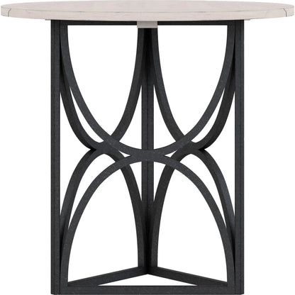 Alcove Chairside Table by A.R.T. Furniture in belgian ivory, burnished brass. Made from acacia solids, maple veneers, iron in a modern style.