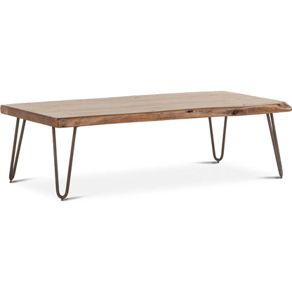 Grandby Coffee Table by World Interiors in brown and walnut, antique zinc. Made from acacia wood, steel in a modern style.