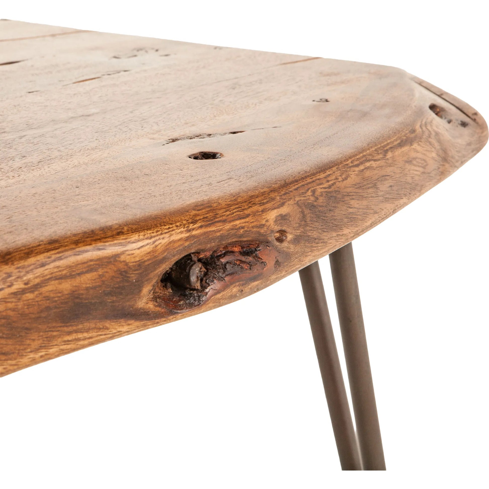 Grandby Coffee Table by World Interiors in brown and walnut, antique zinc. Made from acacia wood, steel in a modern style.