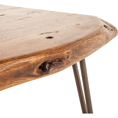 Grandby Coffee Table by World Interiors in brown and walnut, antique zinc. Made from acacia wood, steel in a modern style.