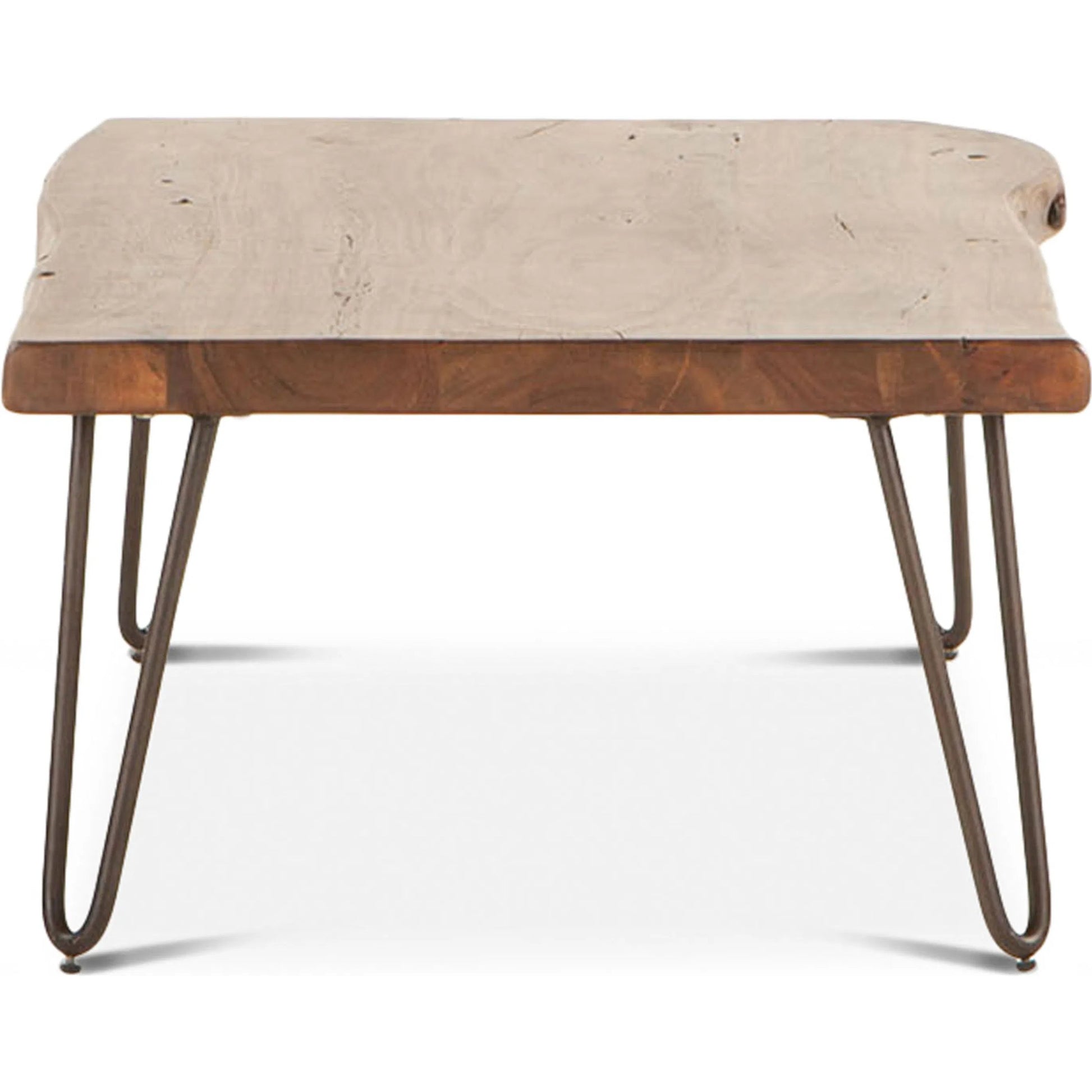 Grandby Coffee Table by World Interiors in brown and walnut, antique zinc. Made from acacia wood, steel in a modern style.