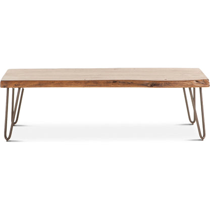 Grandby Coffee Table by World Interiors in brown and walnut, antique zinc. Made from acacia wood, steel in a modern style.