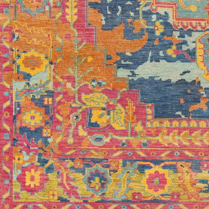 Festival FVL-1002 Rug by Surya in rose, seafoam, dark blue, mustard, light olive, brown. Made from 100% wool in a unique style.