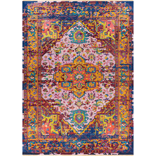Festival Rug by Surya in burgandy, lilac, medium gray, light olive, blue, purple. Made from 100% wool in a unique style.
