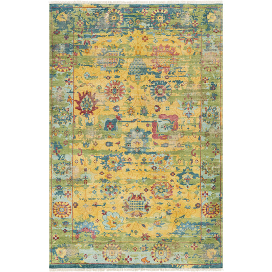 Festival Rug - 17410 by Surya in bright yellow, grass green. Made from 100% wool in a unique style.