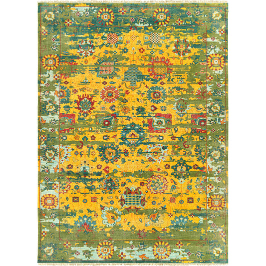 Festival Rug - 17410 by Surya in bright yellow, grass green. Made from 100% wool in a unique style.