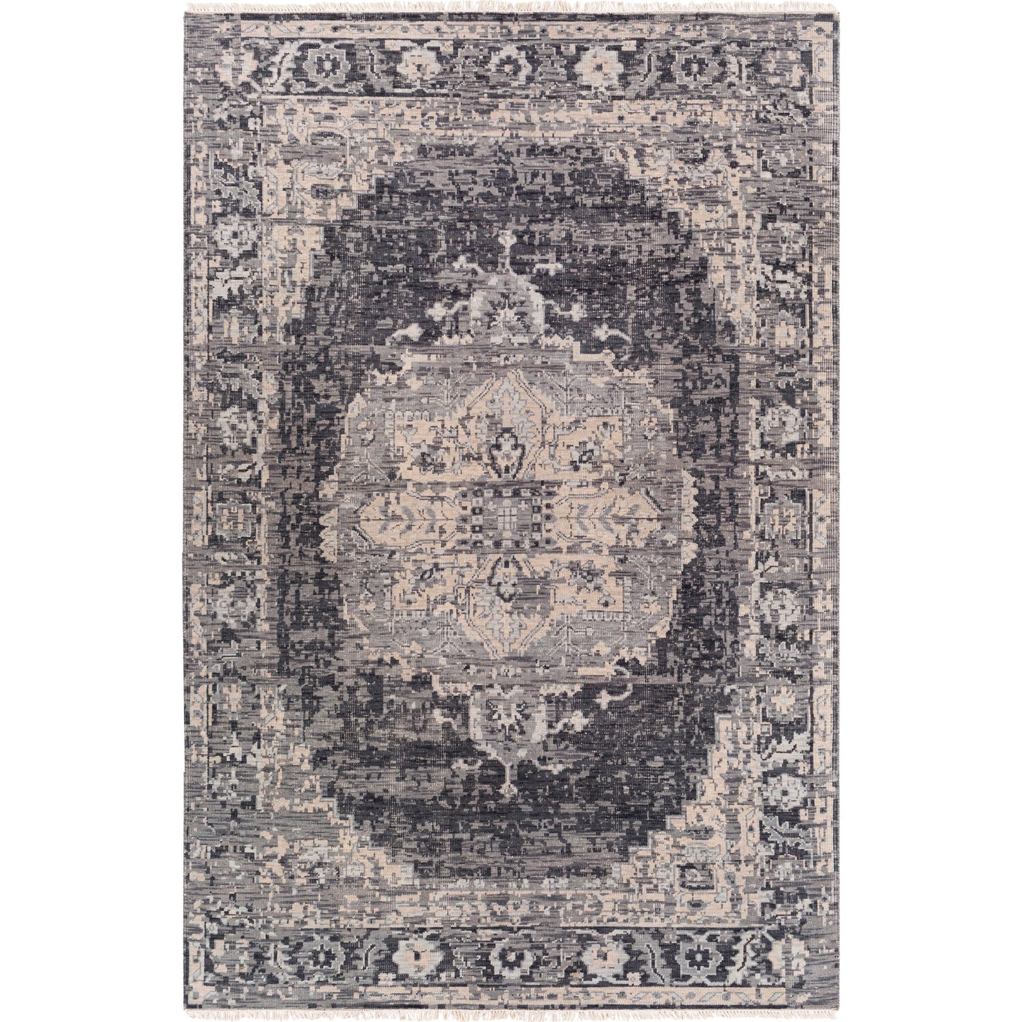 002 SI-1750126,SI-1750127 | Primary Silo | Festival FVL-1009 Rug by Surya in black, charcoal, medium gray, taupe, cream. Made from unique in a unique style.