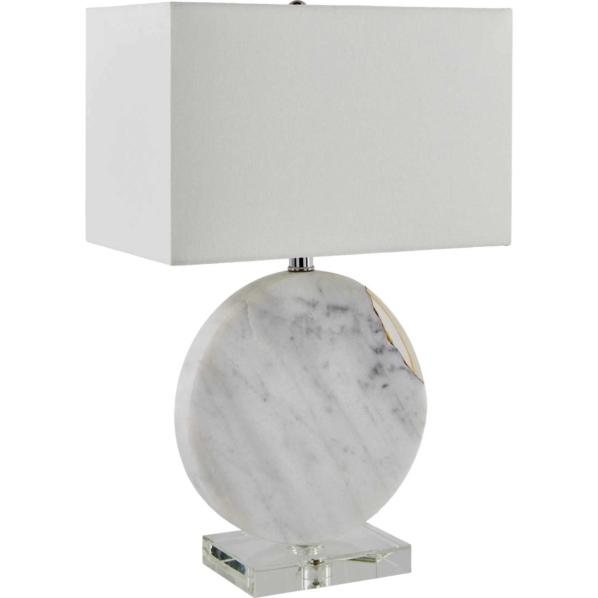 Fivo Round Accent Table Lamp by Surya in white, translucent, gold, clear and paintedpaintedpolishedpainted. Made from marble, resin, crystal, linen, plastic, iron in a modern style.