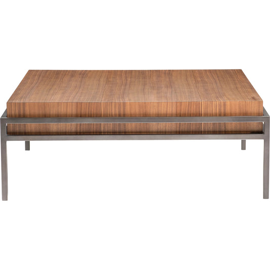 Collins Cocktail Table by Bernhardt in brown. Made from wood, metal in a unique style.
