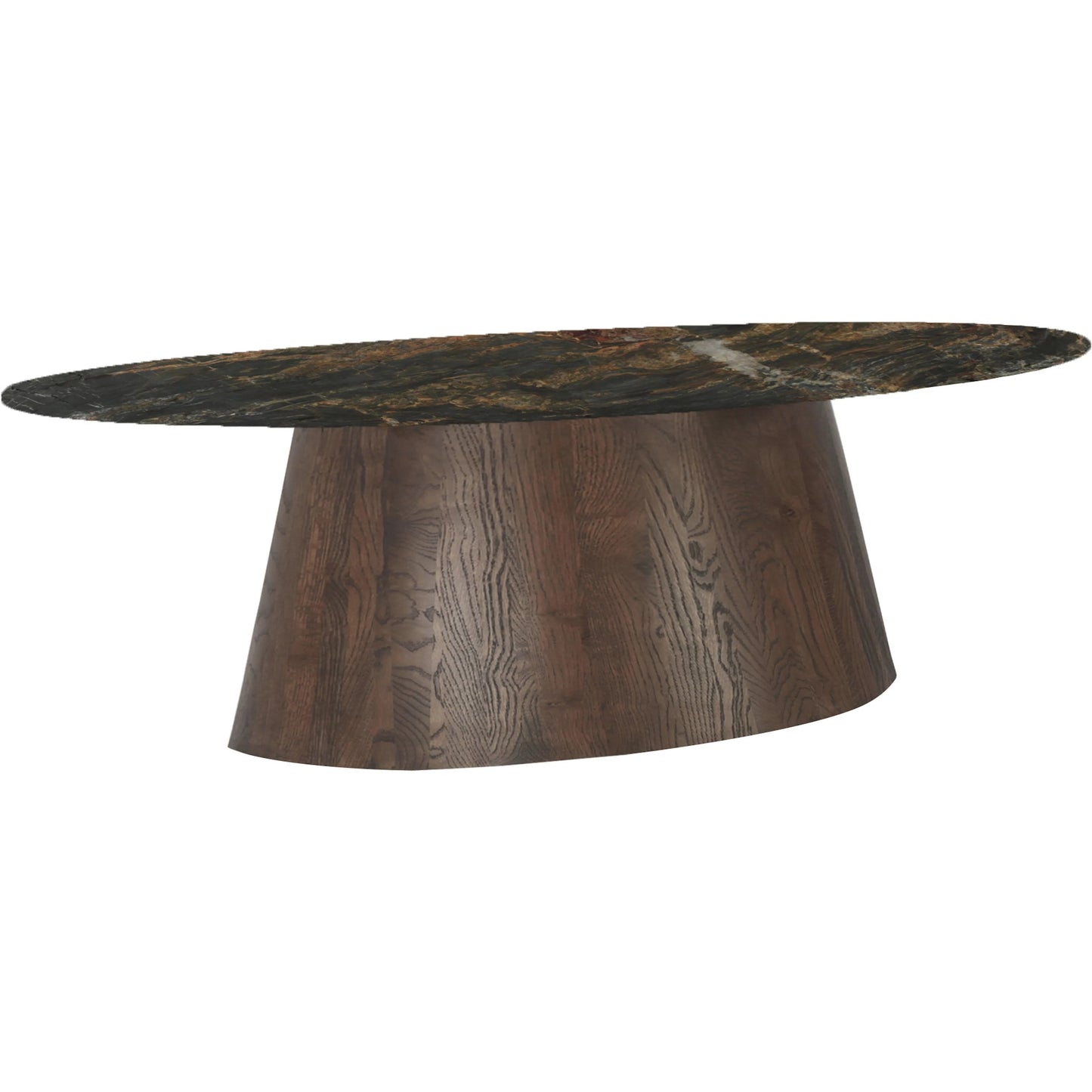 001 SI-2242790 | Primary Silo | Caldera 90" Oval Dining Table by World Interiors in black and dark oak. Made from lava marble, oak in a traditional style.